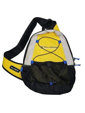 Billabong Sling Backpack w/ Mesh Pockets 16x10x4" Mesh Pockets Yellow & Black